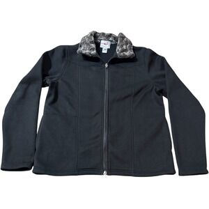 Roper Womens XL Black Jacket Faux Fur Collar Full Zip‎ Western Style